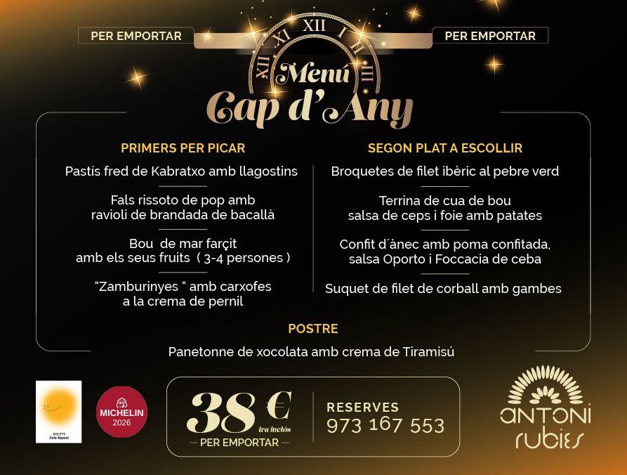 Menú de cap d´any per emportar.